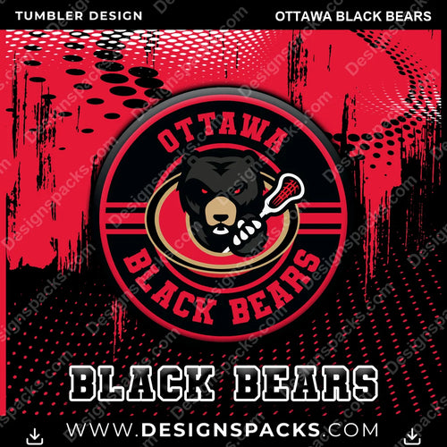 Lacrosse Dot Logo Ottawa Black Bears Tumbler Digital Wrap Design