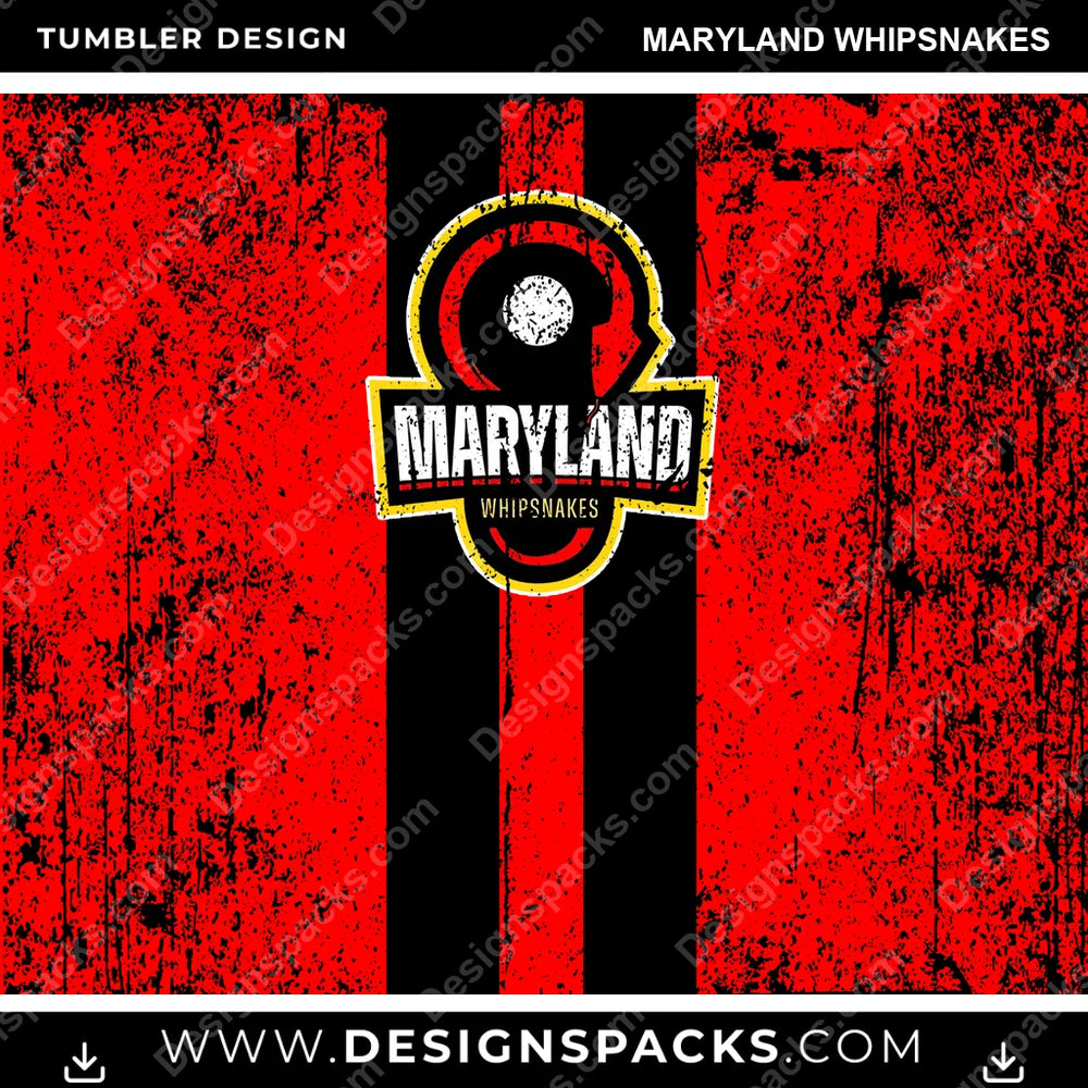 Lacrosse Grunge Style Maryland Whipsnakes PLL Lacrosse Tumbler Digital Wrap Design Download