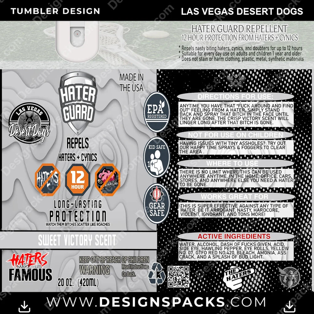 Lacrosse Hater Guard Las Vegas Desert Dogs PLL Lacrosse Tumbler Digital Wrap Design Download