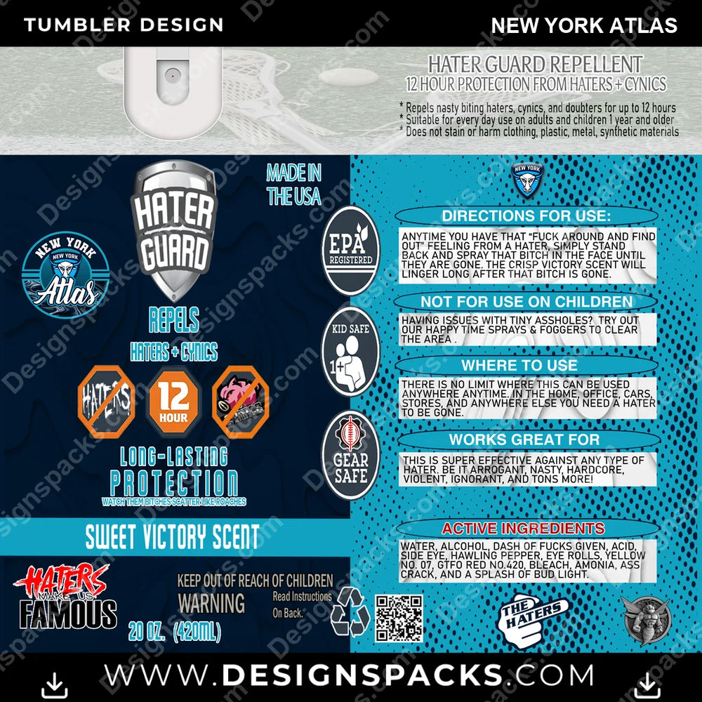 Lacrosse Hater Guard New York Atlas PLL Lacrosse Tumbler Digital Wrap Design Download