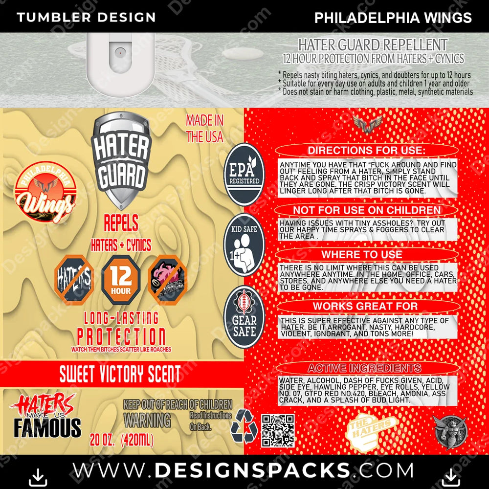 Lacrosse Hater Guard Philadelphia Wings PLL Lacrosse Tumbler Digital Wrap Design Download