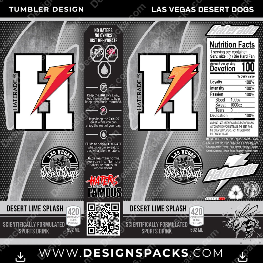Lacrosse Haterade Las Vegas Desert Dogs PLL Lacrosse Tumbler Digital Wrap Design Download