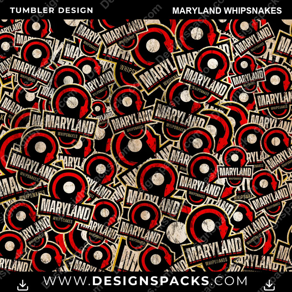 Lacrosse Logo BG Maryland Whipsnakes PLL Lacrosse Tumbler Digital Wrap Design Download