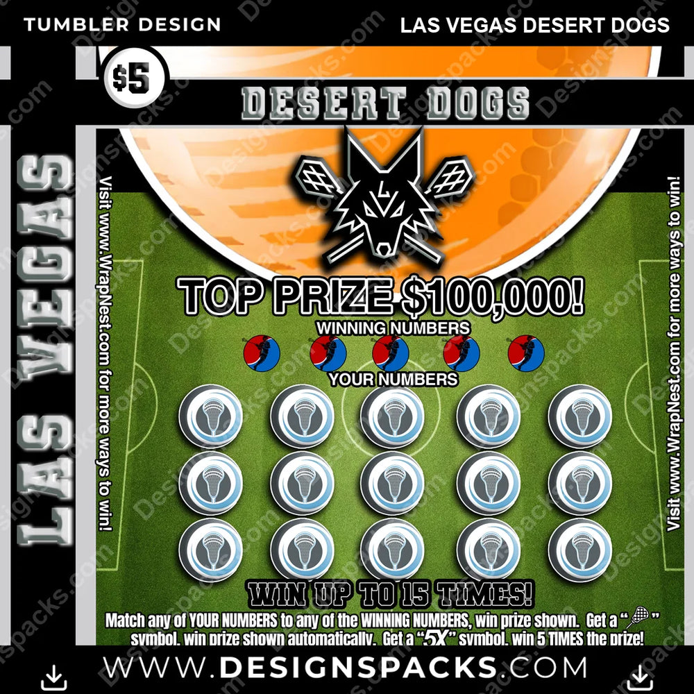 Lacrosse Lottery Ticket Las Vegas Desert Dogs PLL Lacrosse Tumbler Digital Wrap Design Download