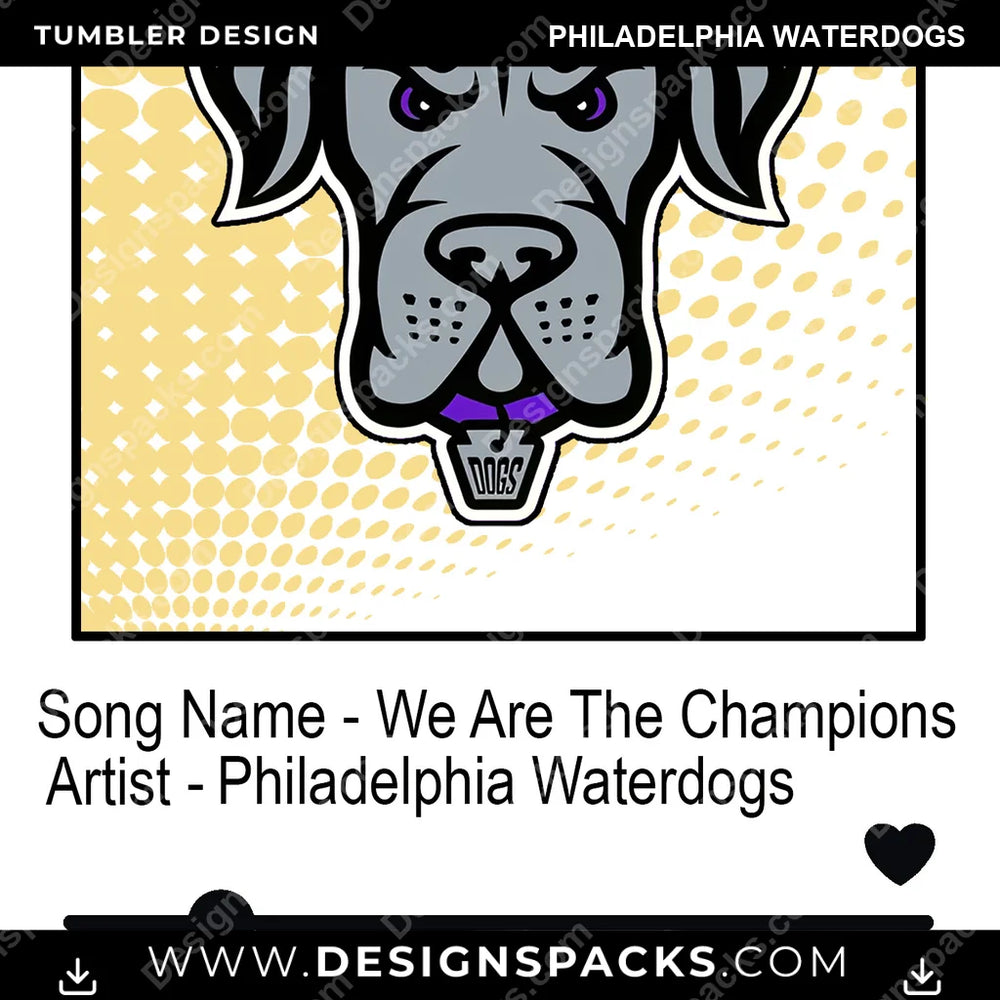 Lacrosse Playlist Philadelphia Waterdogs PLL Lacrosse Tumbler Digital Wrap Design Download