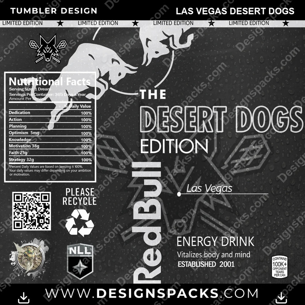 Lacrosse Red Bull Las Vegas Desert Dogs PLL Lacrosse Tumbler Digital Wrap Design Download