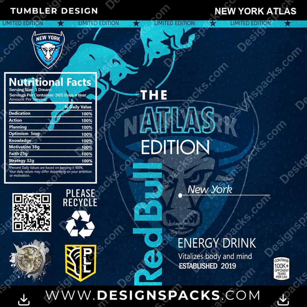 Lacrosse Red Bull New York Atlas PLL Lacrosse Tumbler Digital Wrap Design Download