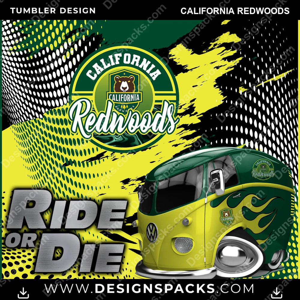 Lacrosse Ride or Die California Redwoods PLL Lacrosse Tumbler Digital Wrap Design Download