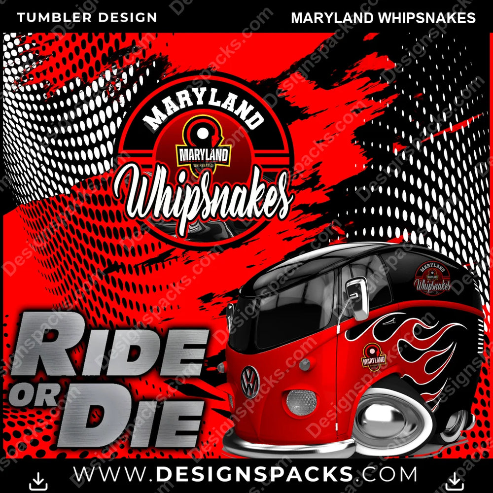 Lacrosse Ride or Die Maryland Whipsnakes PLL Lacrosse Tumbler Digital Wrap Design Download