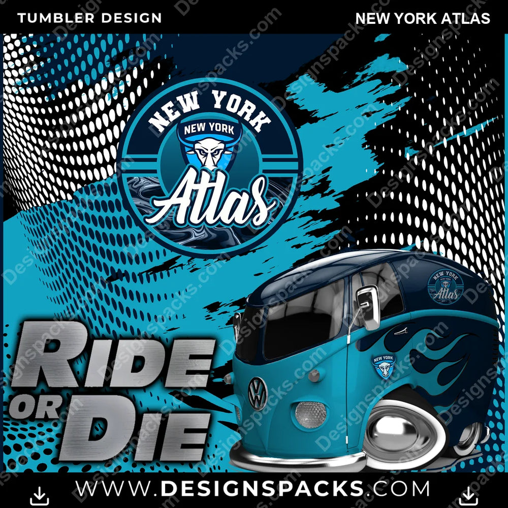 Lacrosse Ride or Die New York Atlas PLL Lacrosse Tumbler Digital Wrap Design Download
