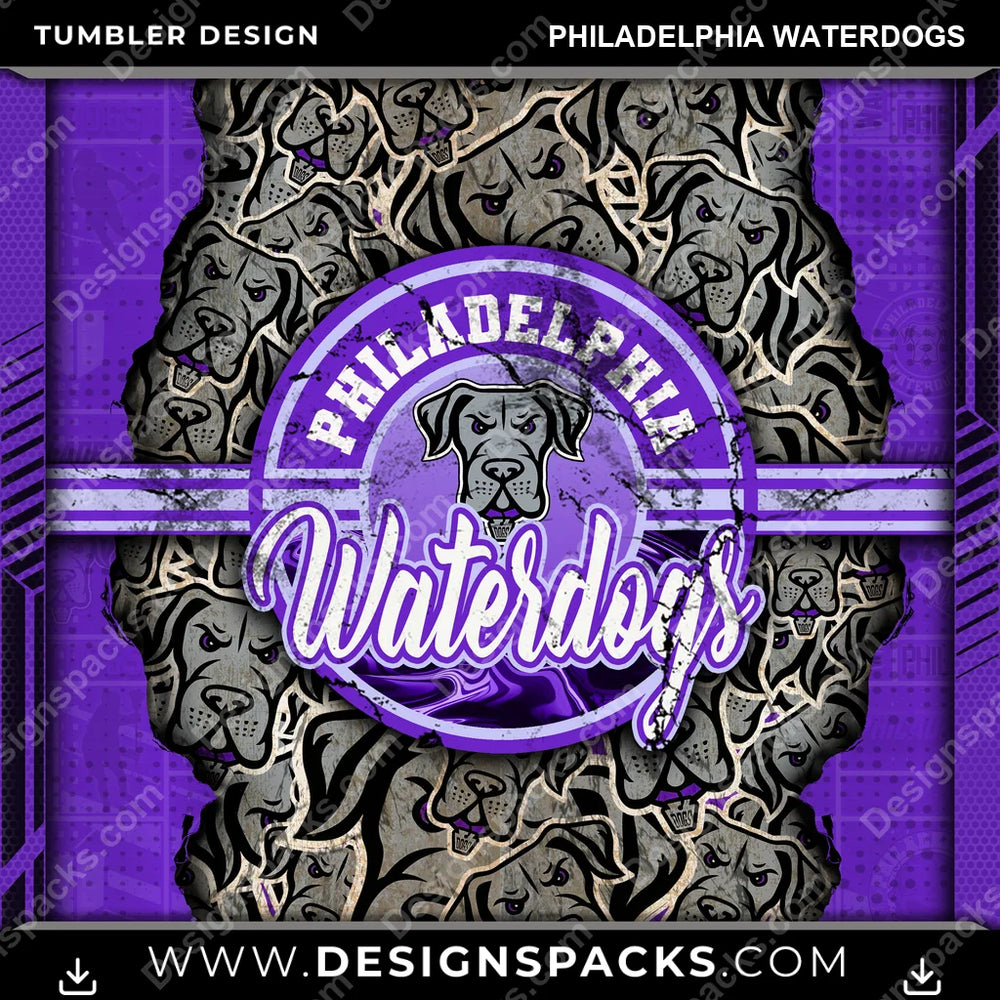 Lacrosse Ripped Philadelphia Waterdogs PLL Lacrosse Tumbler Digital Wrap Design Download