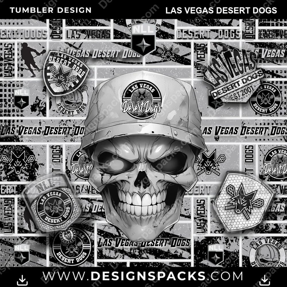 Lacrosse Skull Las Vegas Desert Dogs PLL Lacrosse Tumbler Digital Wrap Design Download
