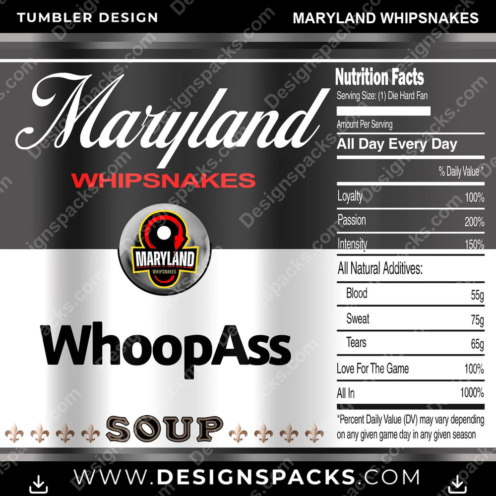 Lacrosse Soup Can Maryland Whipsnakes PLL Lacrosse Tumbler Digital Wrap Design Download