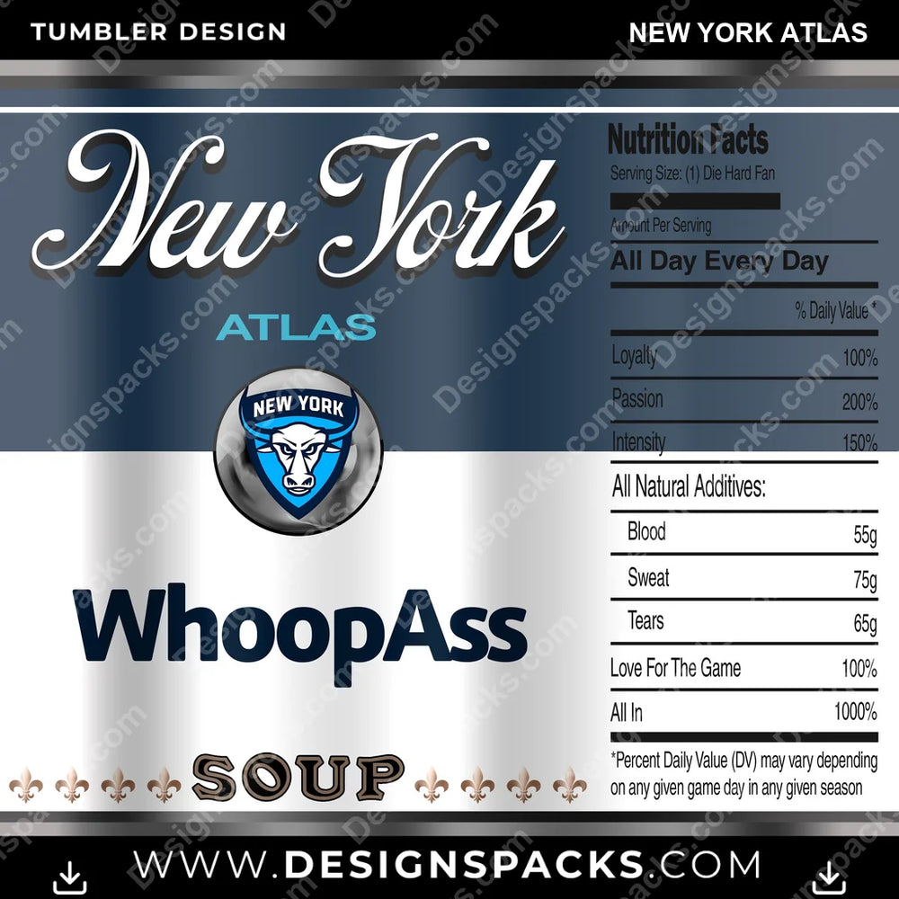 Lacrosse Soup Can New York Atlas PLL Lacrosse Tumbler Digital Wrap Design Download