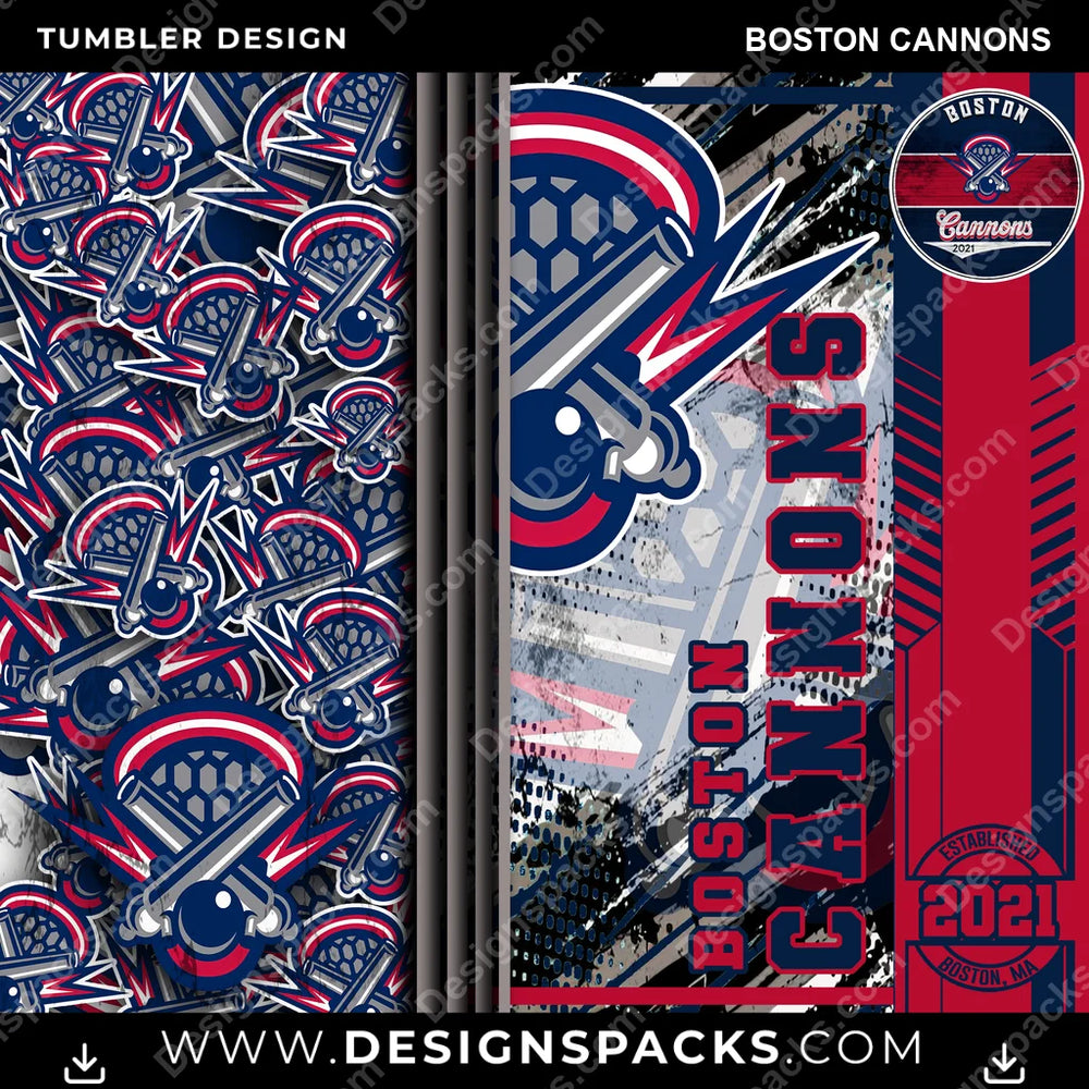 Lacrosse Sports Boston Cannons PLL Lacrosse Tumbler Digital Wrap Design Download