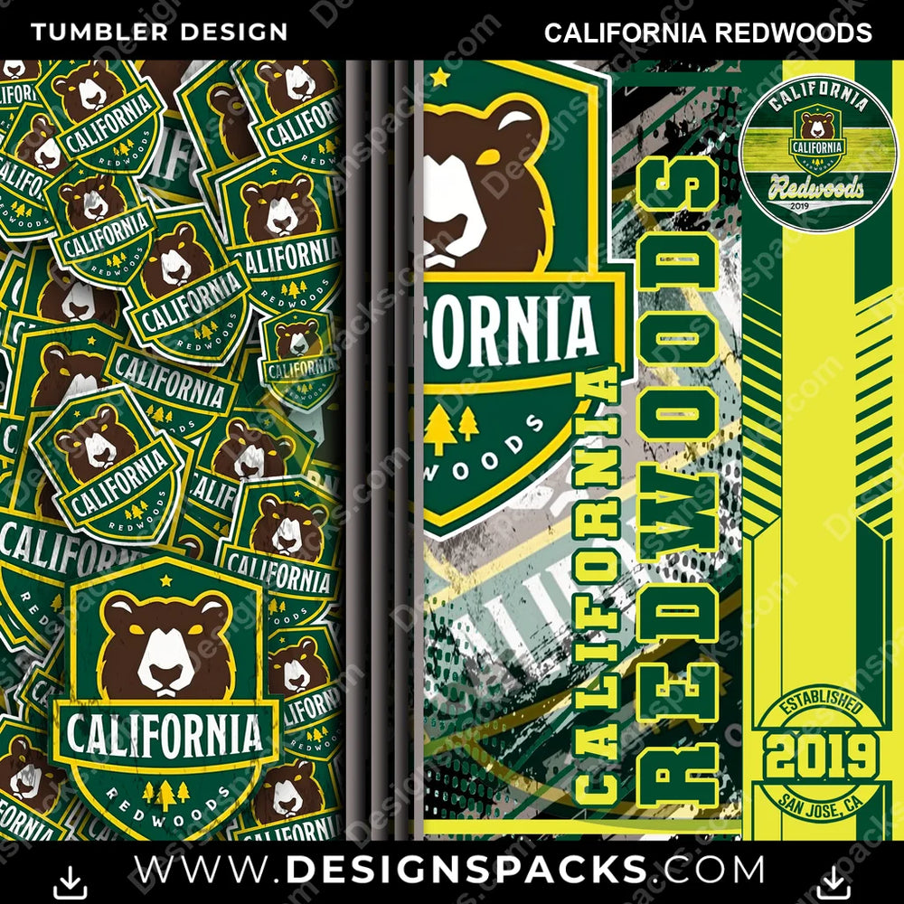 Lacrosse Sports California Redwoods PLL Lacrosse Tumbler Digital Wrap Design Download