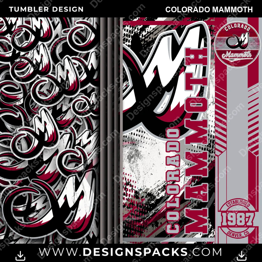 Lacrosse Sports Colorado Mammoth PLL Lacrosse Tumbler Digital Wrap Design Download