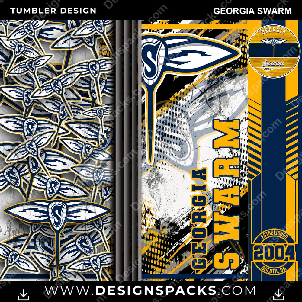 Lacrosse Sports Georgia Swarm PLL Lacrosse Tumbler Digital Wrap Design Download