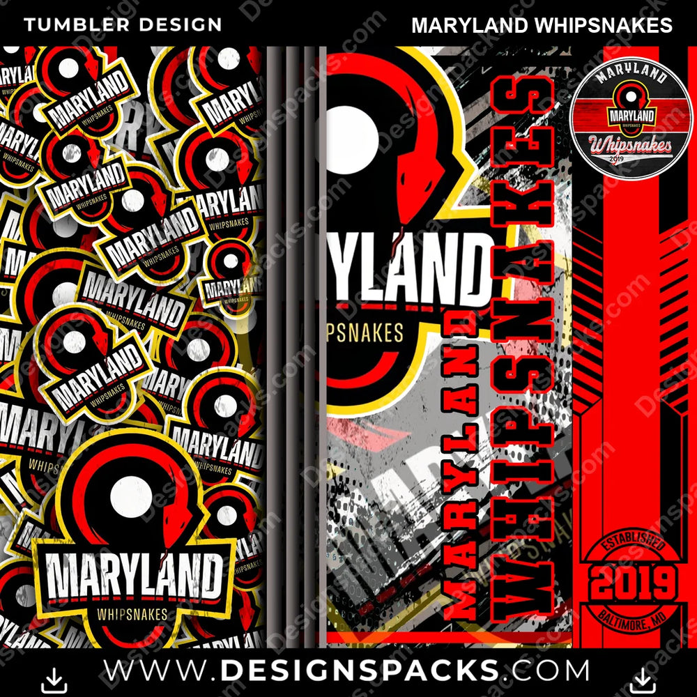 Lacrosse Sports Maryland Whipsnakes PLL Lacrosse Tumbler Digital Wrap Design Download
