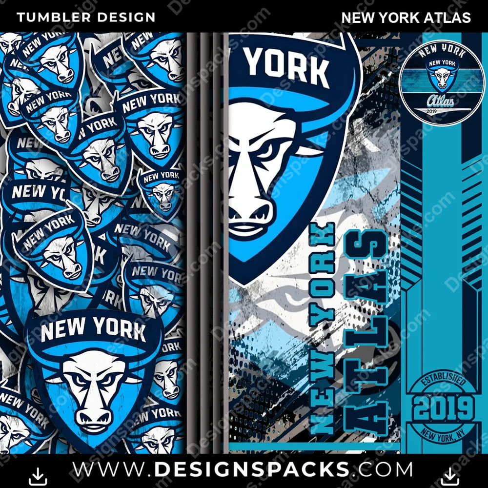 Lacrosse Sports New York Atlas PLL Lacrosse Tumbler Digital Wrap Design Download