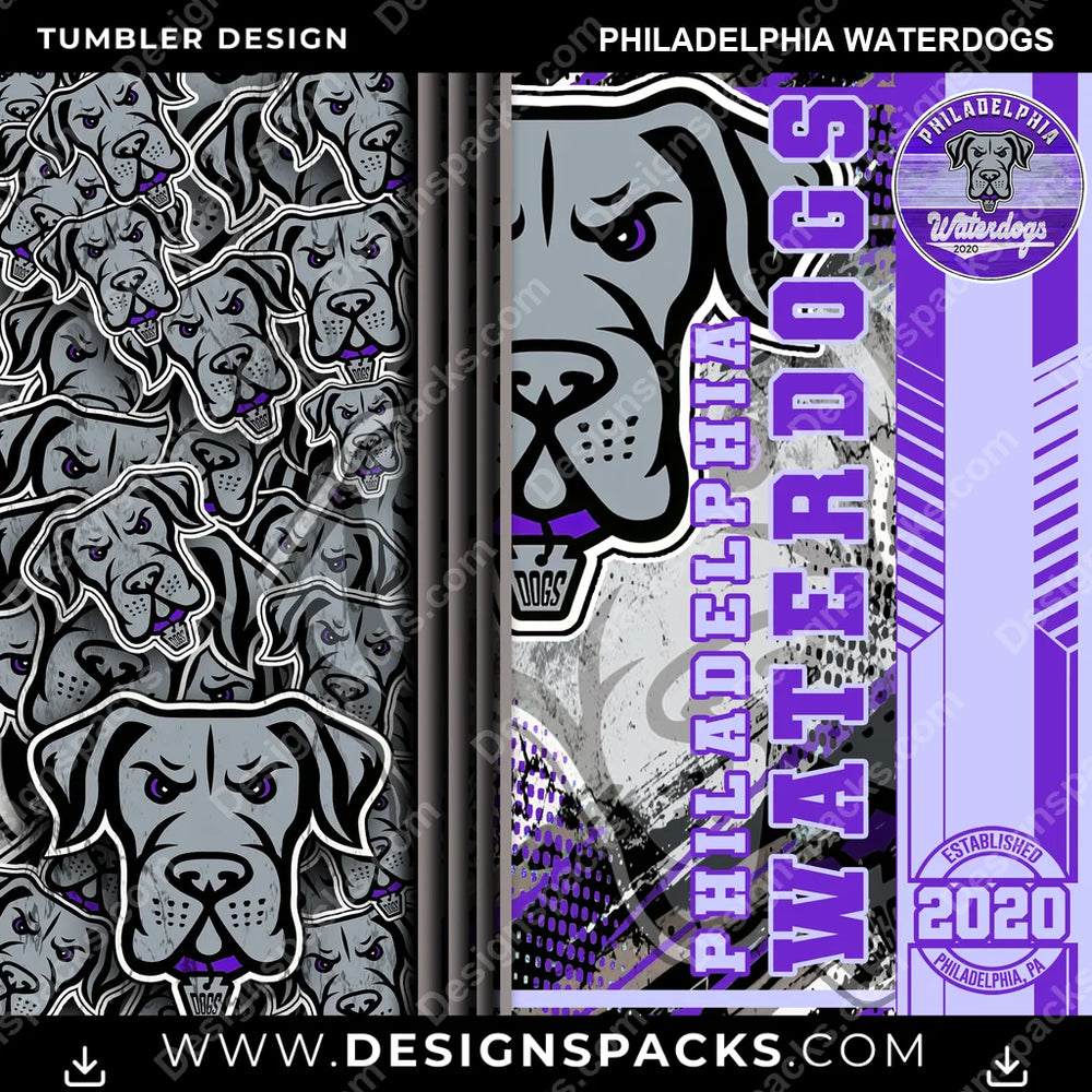 Lacrosse Sports Philadelphia Waterdogs PLL Lacrosse Tumbler Digital Wrap Design Download