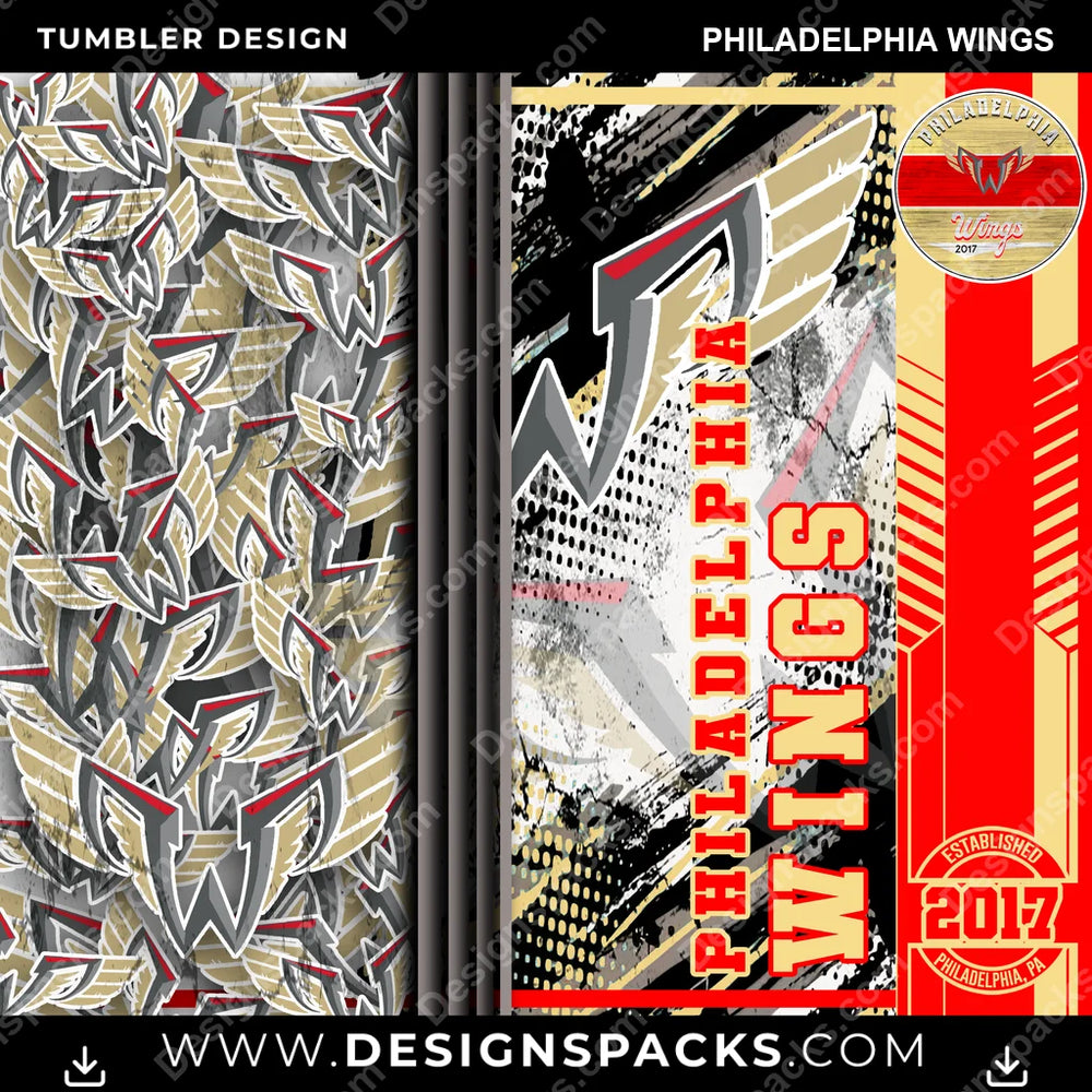 Lacrosse Sports Philadelphia Wings PLL Lacrosse Tumbler Digital Wrap Design Download