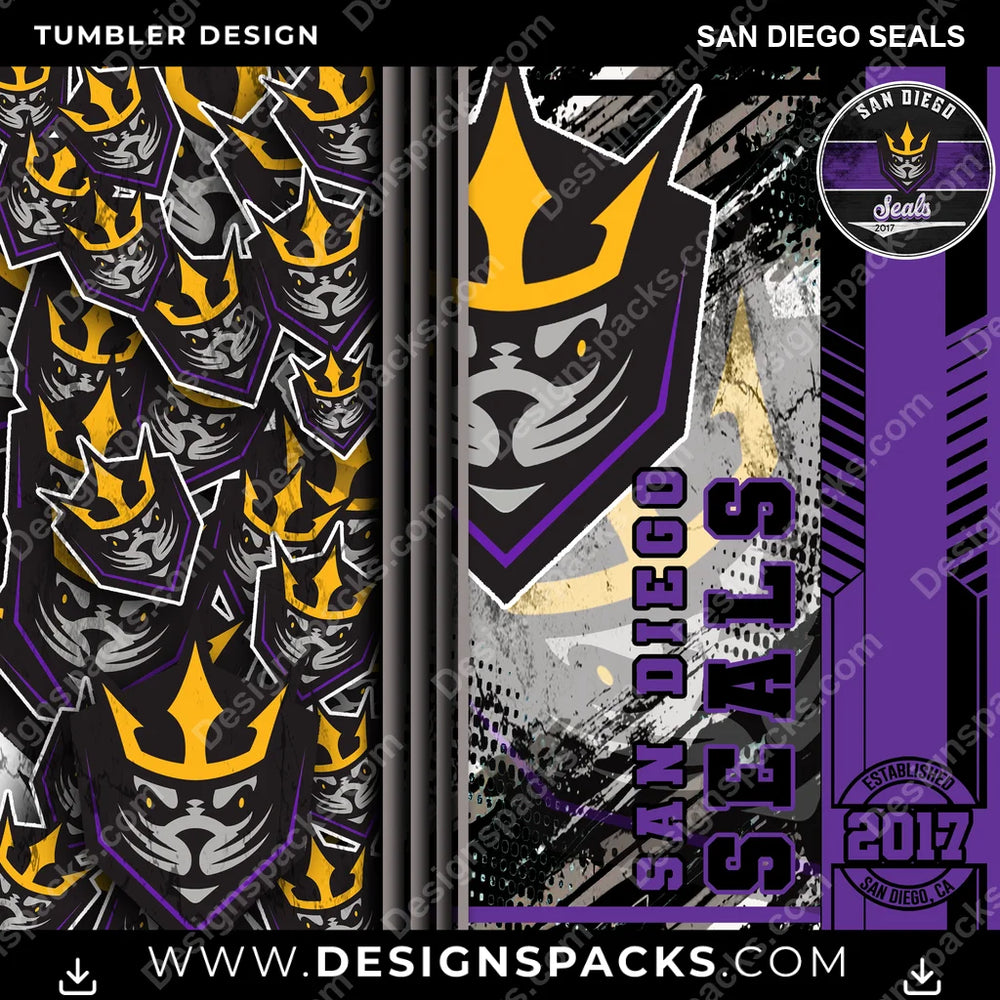Lacrosse Sports San Diego Seals PLL Lacrosse Tumbler Digital Wrap Design Download