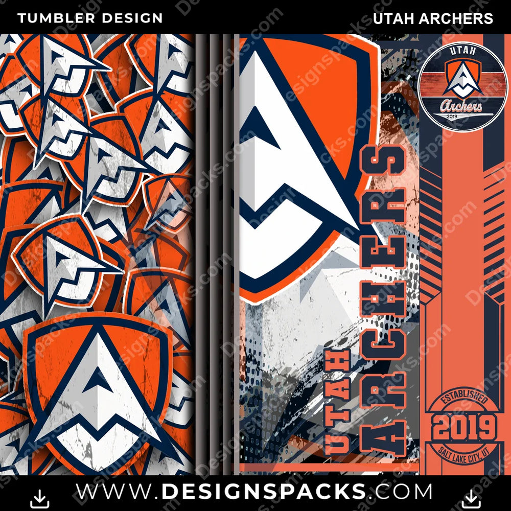Lacrosse Sports Utah Archers PLL Lacrosse Tumbler Digital Wrap Design Download