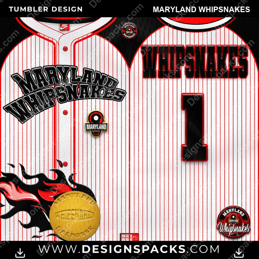 Lacrosse Team Button-Up Jersey Maryland Whipsnakes PLL Lacrosse Tumbler Digital Wrap Design Download