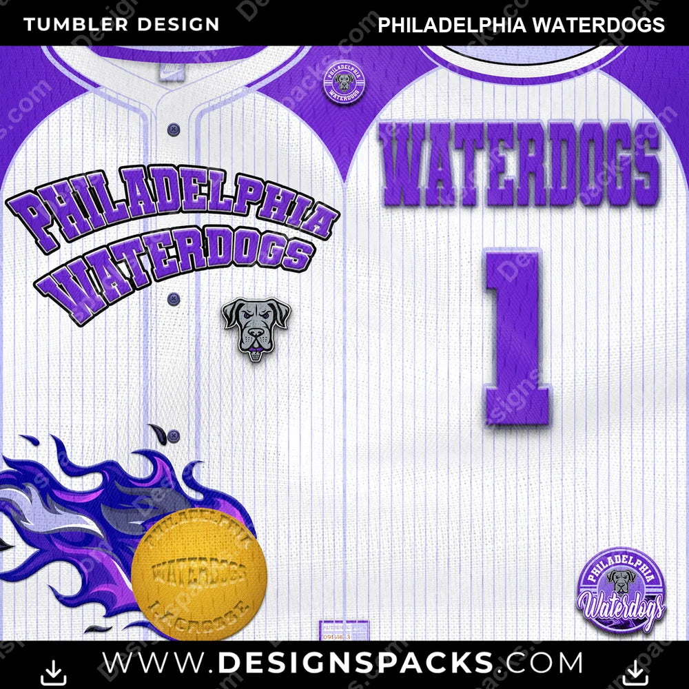 Lacrosse Team Button-Up Jersey Philadelphia Waterdogs PLL Lacrosse Tumbler Digital Wrap Design Download