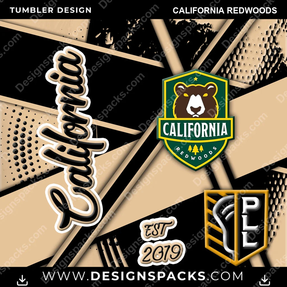 Lacrosse Team Sport California Redwoods PLL Lacrosse Tumbler Digital Wrap Design Download