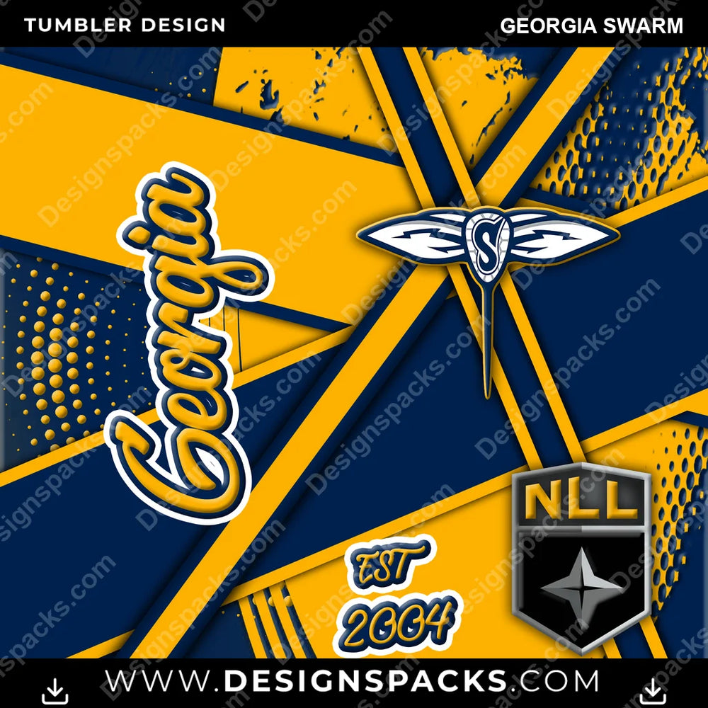 Lacrosse Team Sport Georgia Swarm PLL Lacrosse Tumbler Digital Wrap Design Download