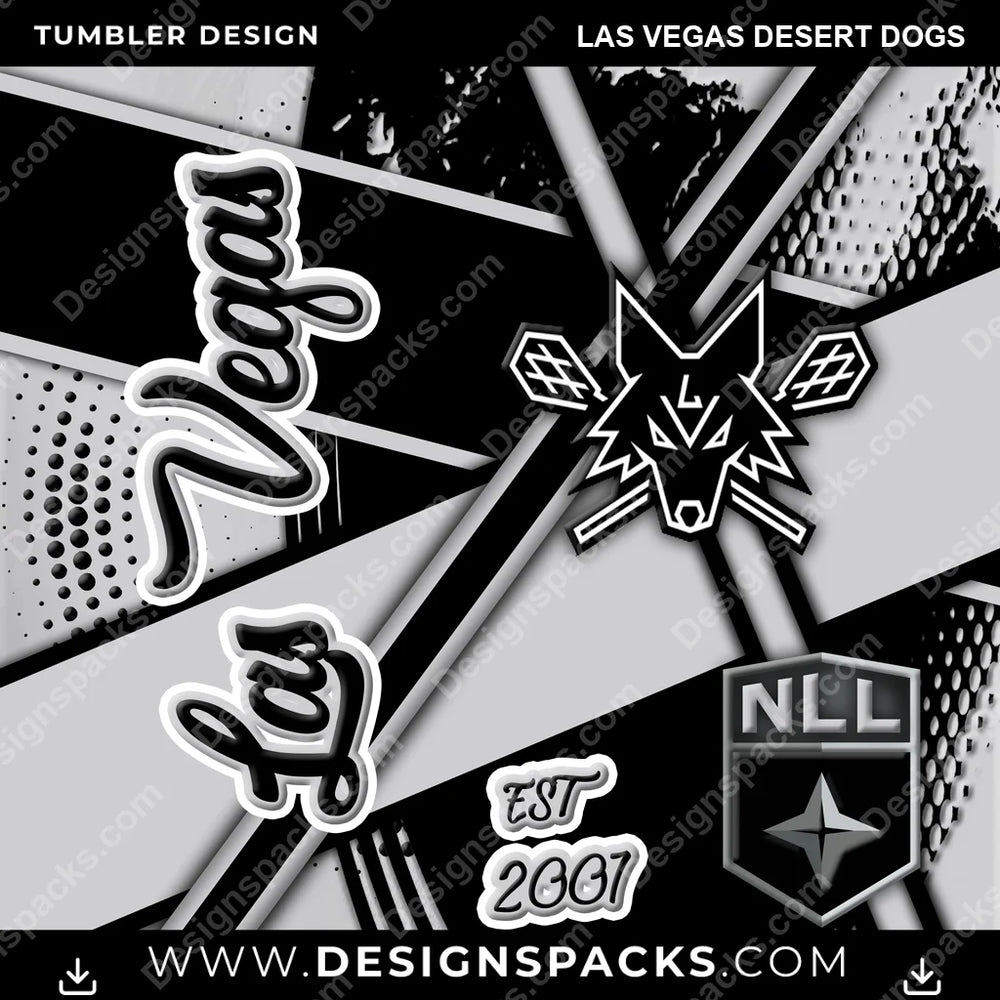 Lacrosse Team Sport Las Vegas Desert Dogs PLL Lacrosse Tumbler Digital Wrap Design Download