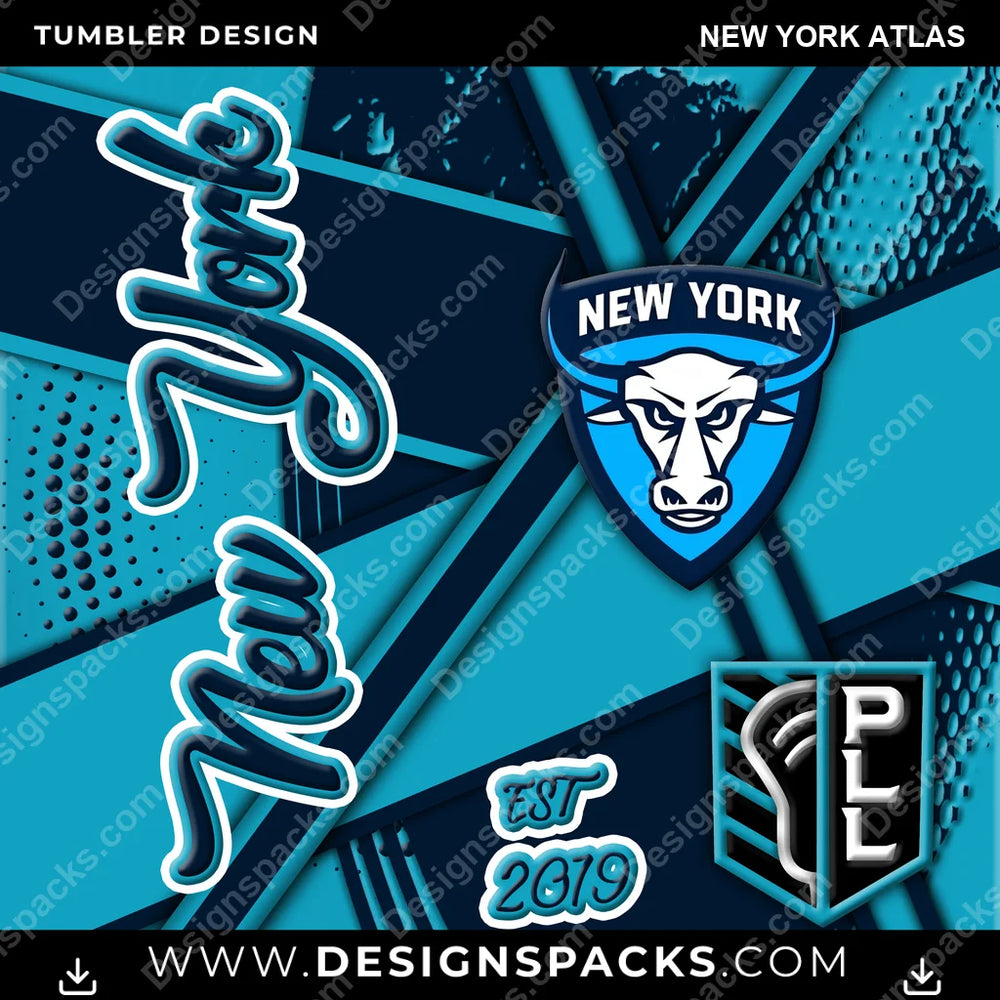 Lacrosse Team Sport New York Atlas PLL Lacrosse Tumbler Digital Wrap Design Download