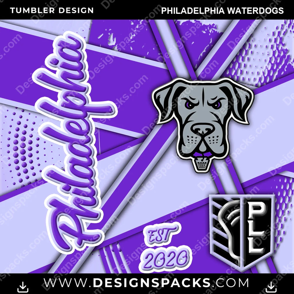 Lacrosse Team Sport Philadelphia Waterdogs PLL Lacrosse Tumbler Digital Wrap Design Download