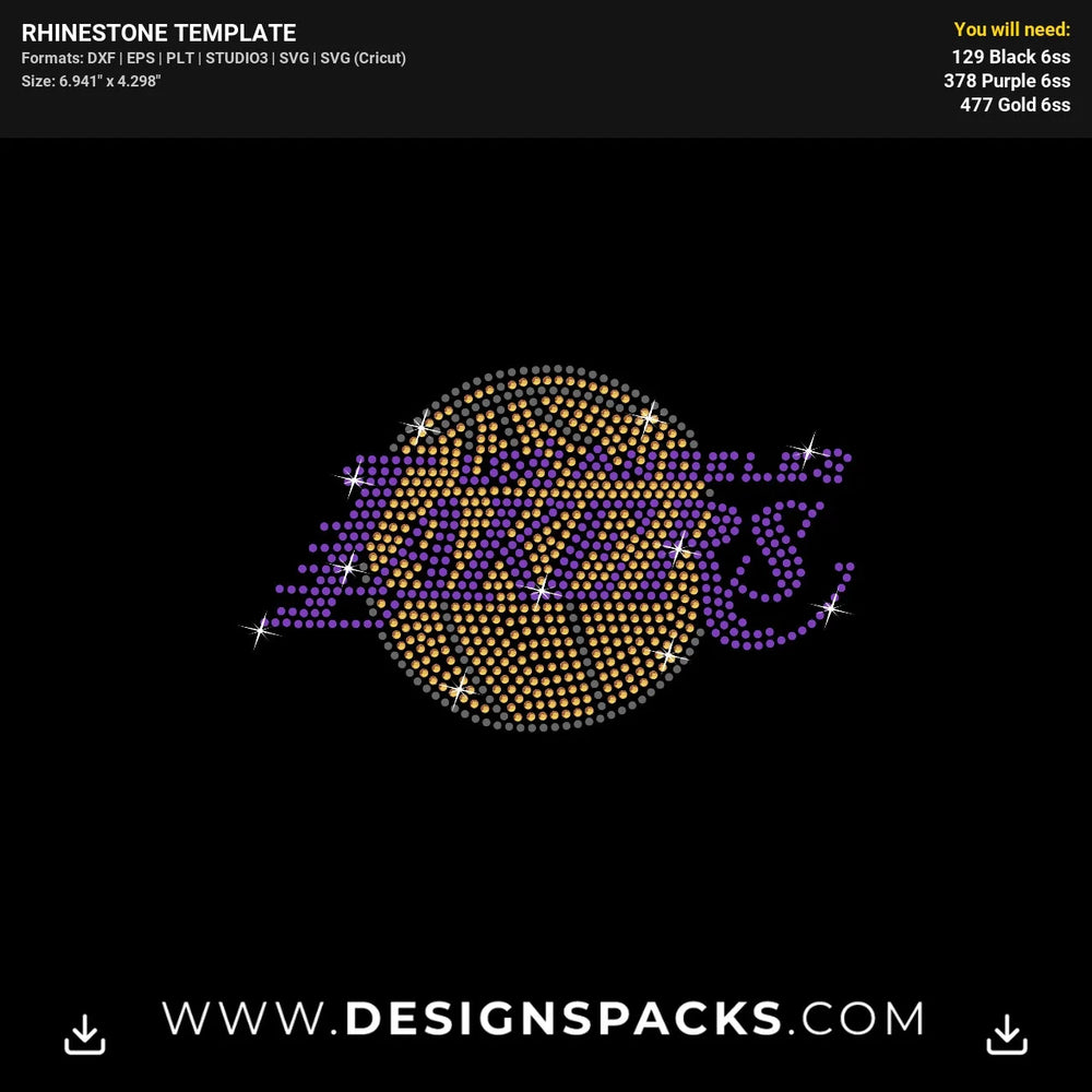 Lakers Mask1 Rhinestone Digital Template