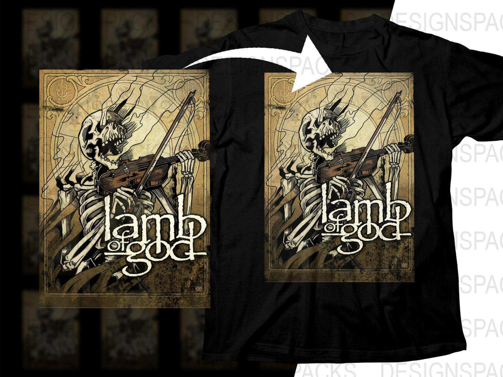 Lamb Of God Skeletal Violinist Music Band Art Png Halftone Digital Download