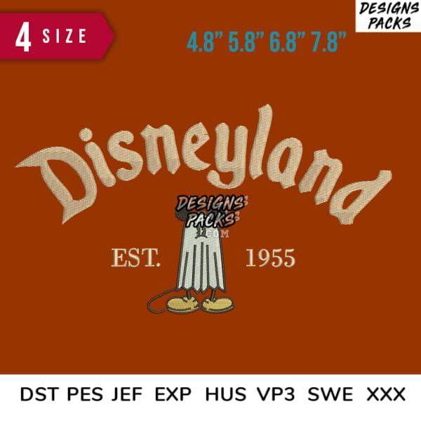 Disneyland EST 1955 embroidery design in 4 sizes, compatible with DST PES JEF formats for instant download