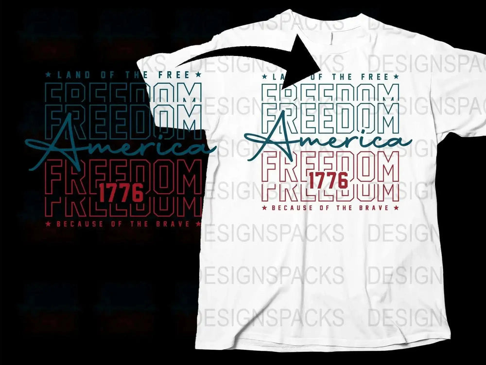 Patriotic T-Shirt Freedom America 1776 Graphic Tee, Red White Blue Casual Wear, Unisex Fourth of July Apparel