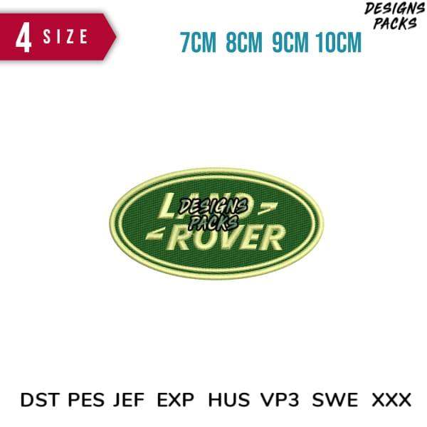 Land Rover embroidered patch design in 4 sizes, compatible with DST PES JEF formats for embroidery machines