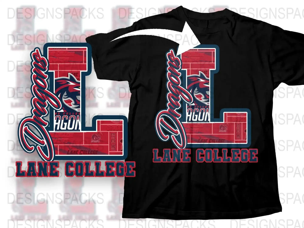 Lane College Dragons HGO1 Custom Graphic T-Shirt, Red and Black Athletic Tee, Collegiate Apparel, Unique Sports Fan Gift