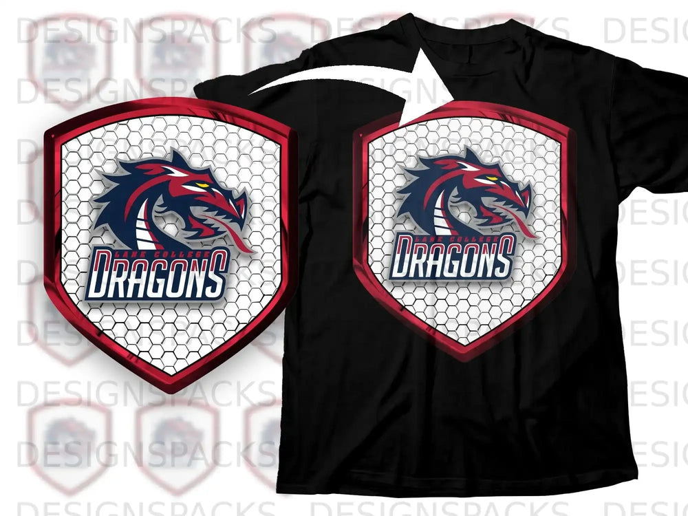 Lane College Dragons Logo Printed T-Shirt