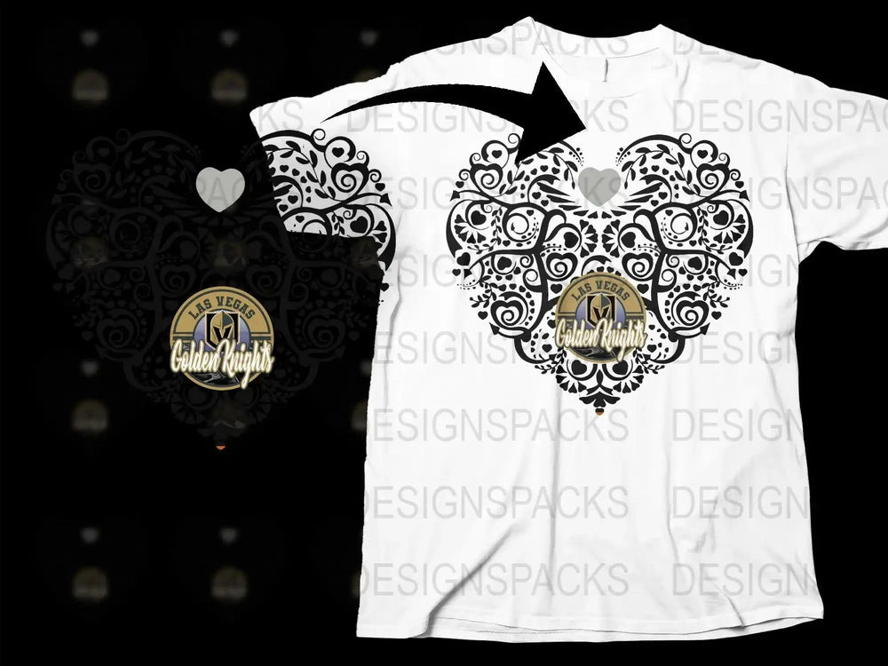 Las Vegas Golden Knights Heart Design Fan Png Digital Download