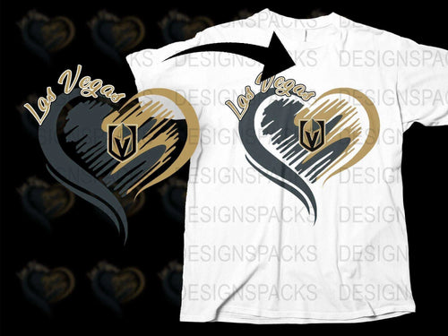 Las Vegas Golden Knights Heart Design Png Digital Download