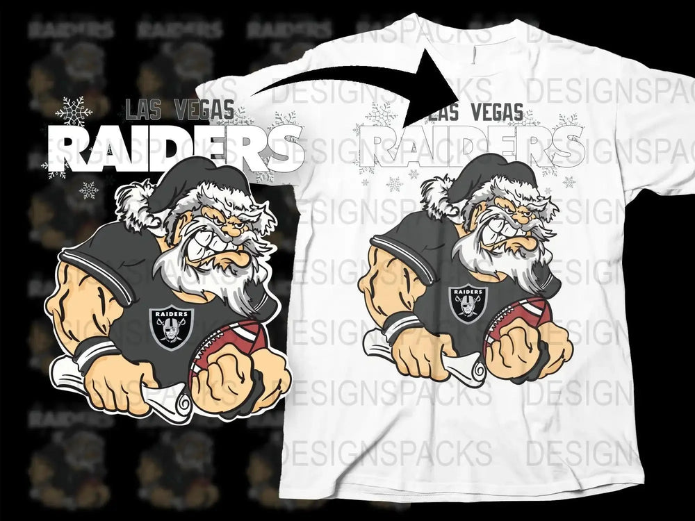 LAS VEGAS RAIDERS Team Christmas Football Santa Png Digital Download