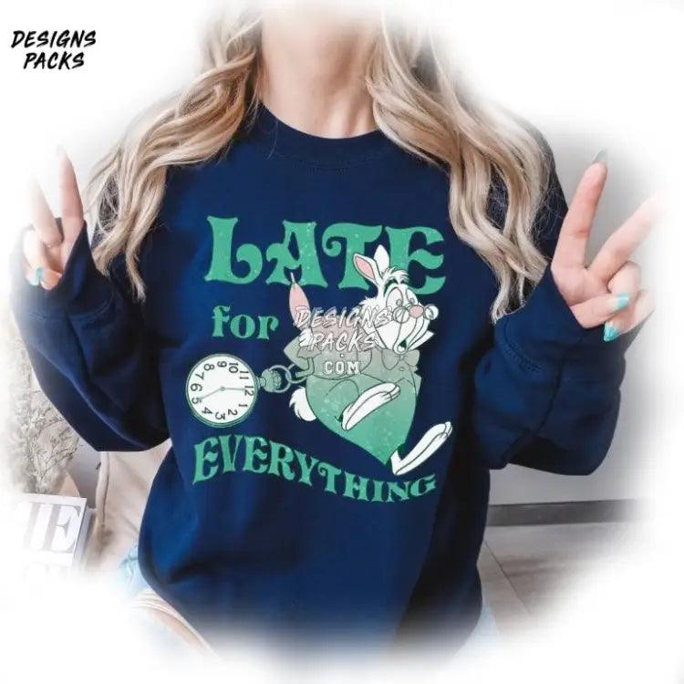 Late For Everything Cartoon Land Family Trip Alice In Wonderland White Rabbit Png Design