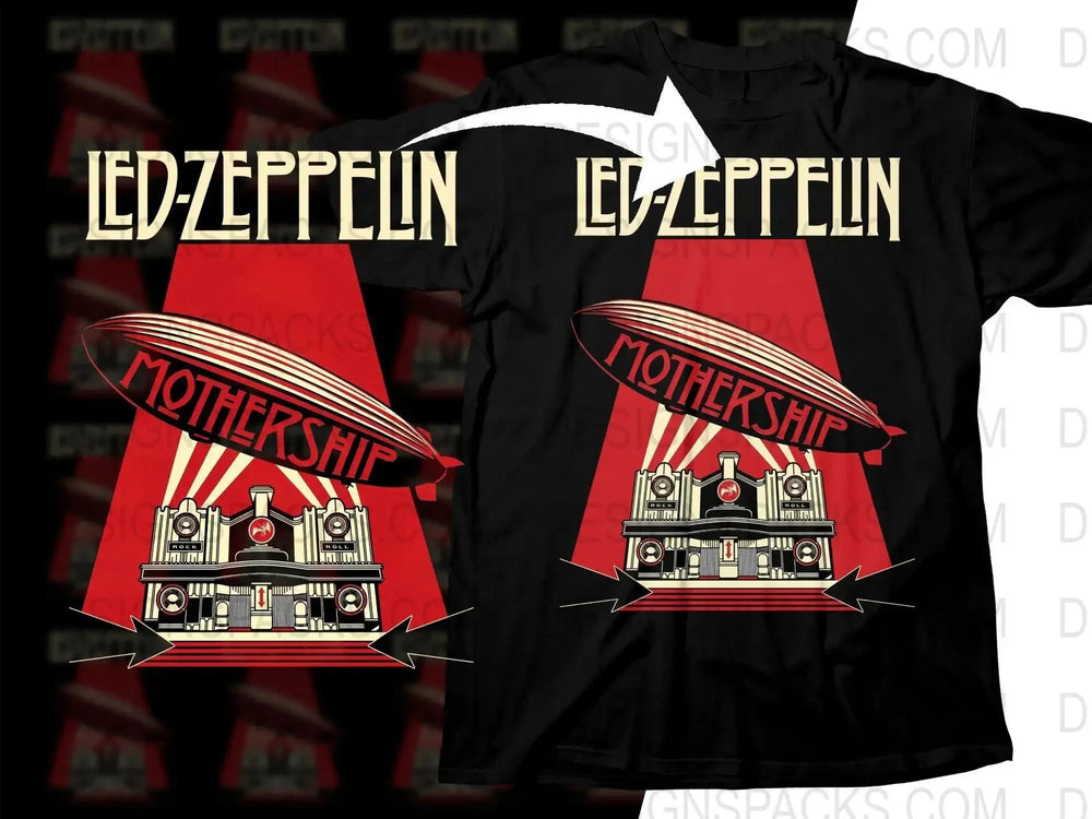 LED-Zeppelin Mothership Design Fan Art Png Halftone Digital Download