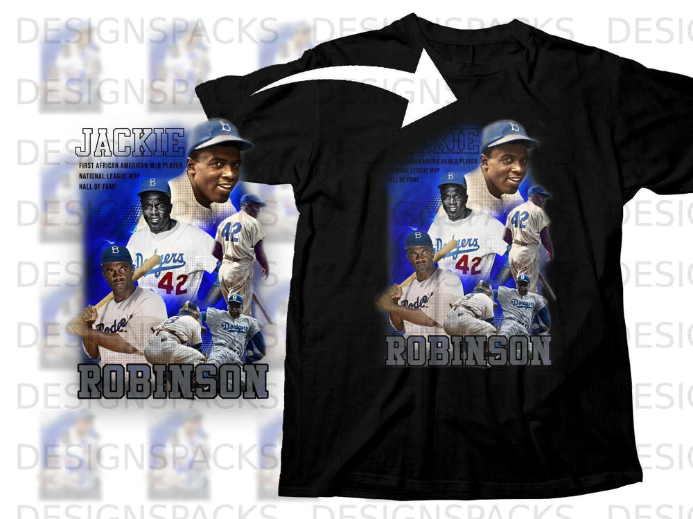 Jackie Robinson Dodgers t-shirt with Hall of Fame and MVP text.