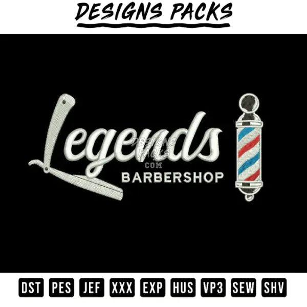 Legends barbershop Embroidery Design 3.8" 4.8" 5.8" 6.8