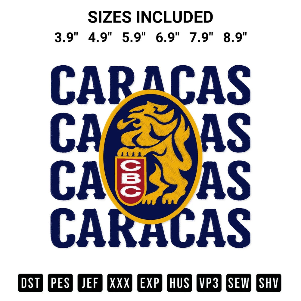 Leones Del Caracas Baseball Embroidery Design